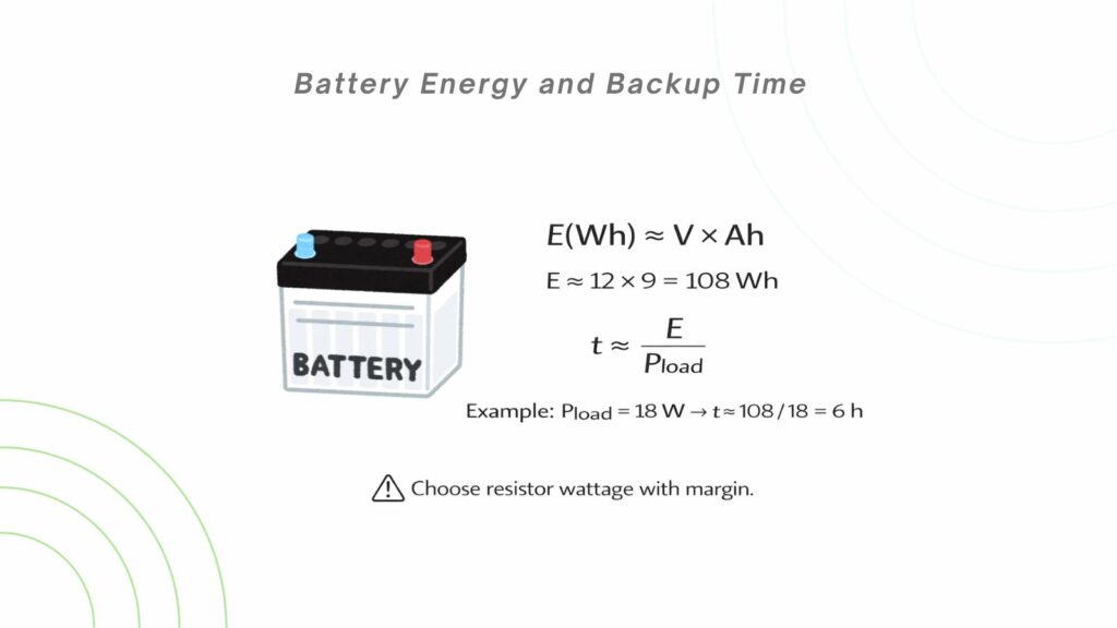 Electrical Energy and Power Calculations Explained - battery backup