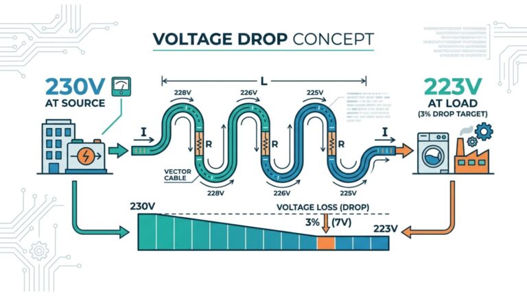 cable size for 20A 230V 50m guide