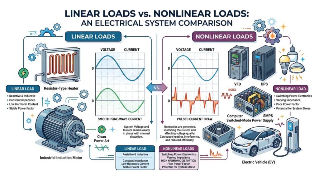 what causes harmonics in modern electrical systems