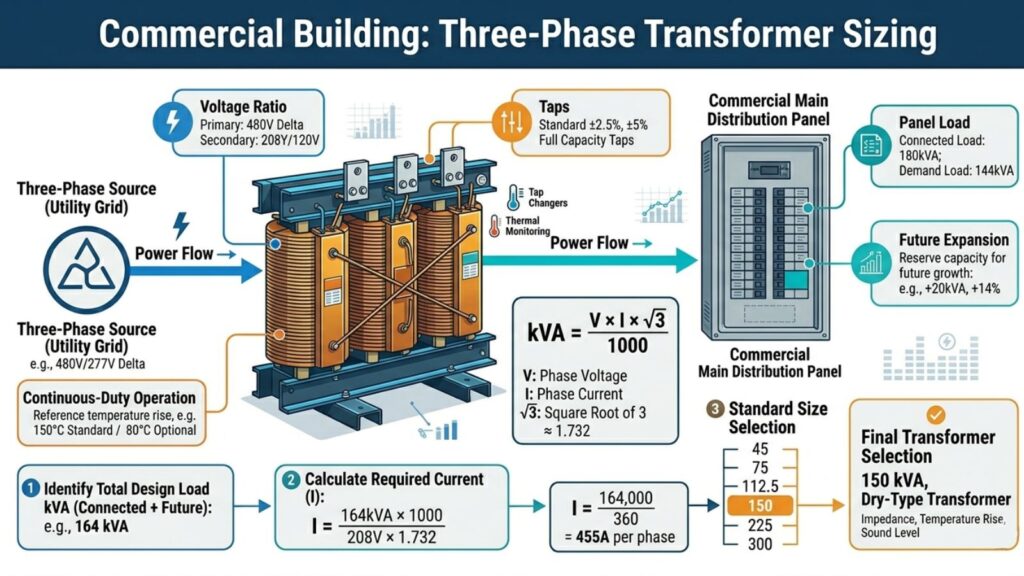 how to size a transformer for commercial or residential loads