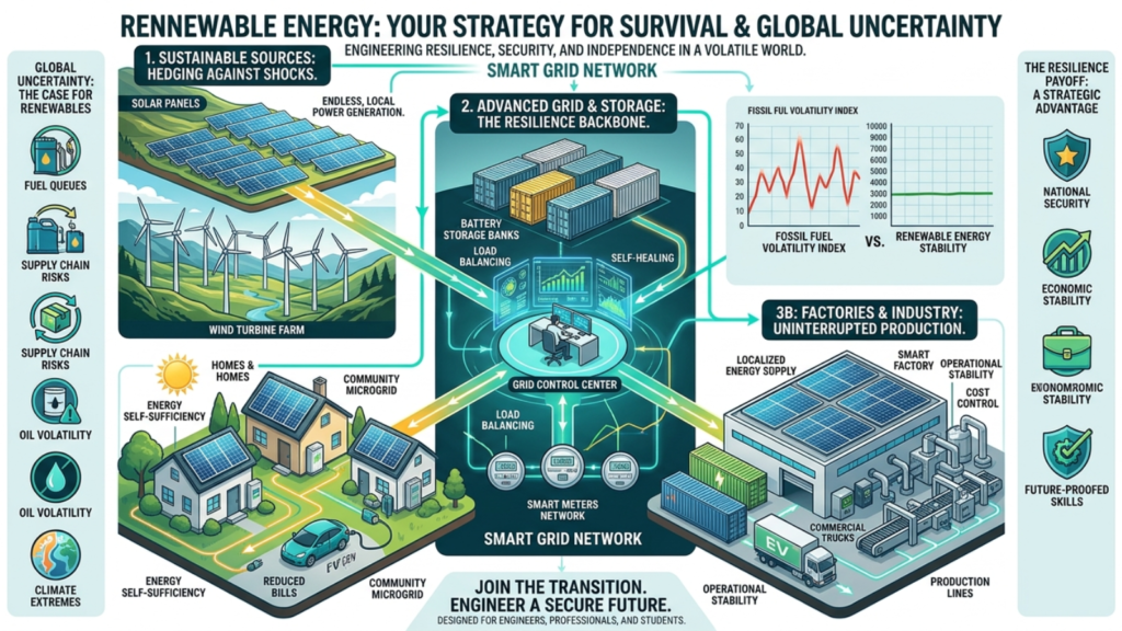 EVs and renewable energy during oil shortages