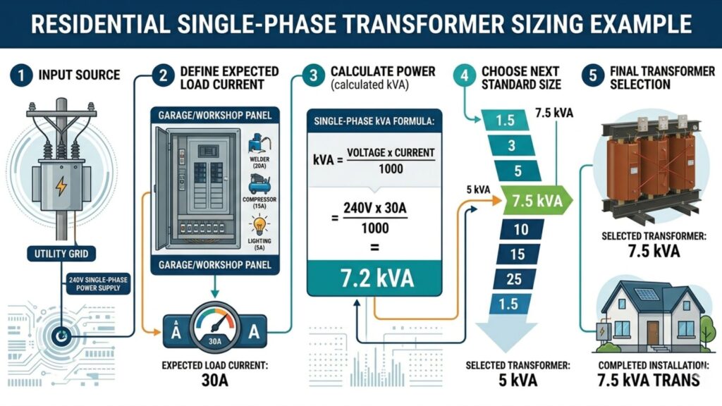 how to size a transformer for commercial or residential loads