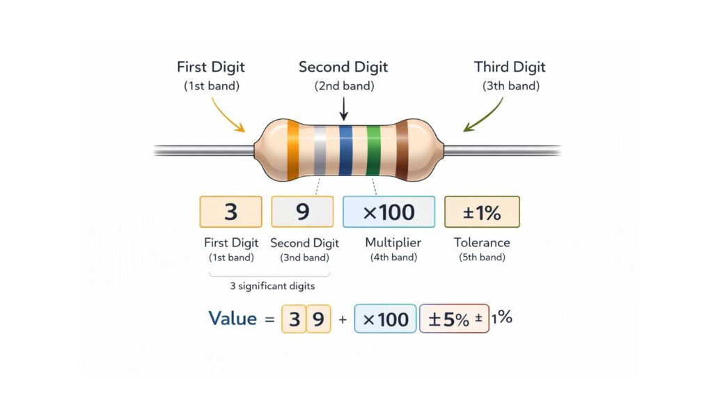 five band resistor color code
