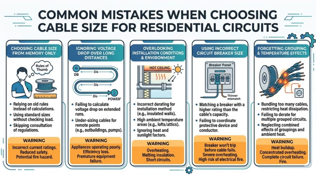 how to choose cable size for residential circuits