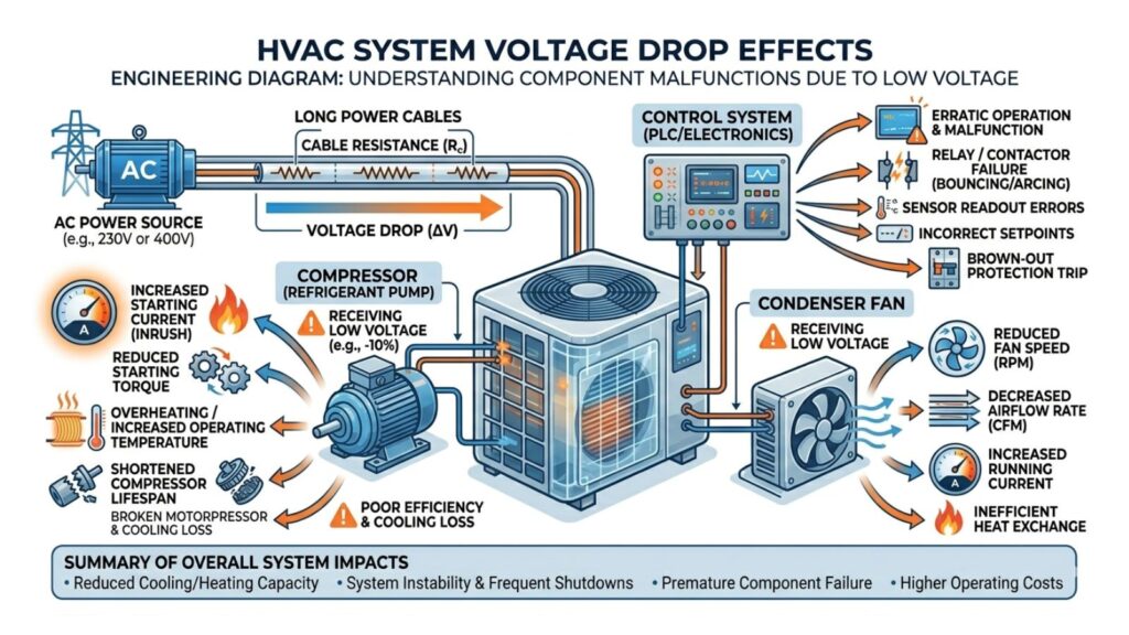Why Voltage Drop Matters in Motors, Pumps, and HVAC Systems