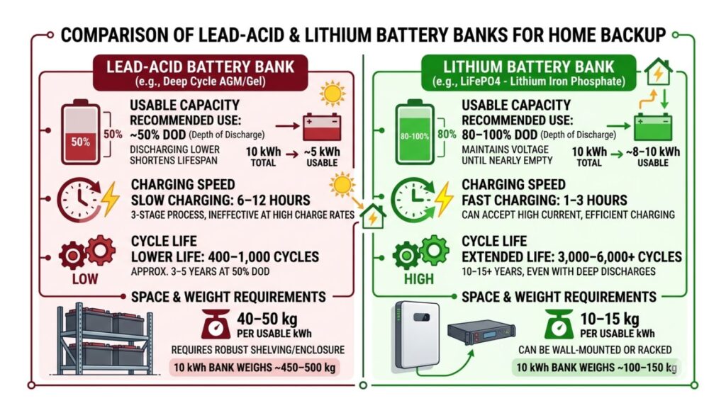 battery bank sizing for UPS and solar backup