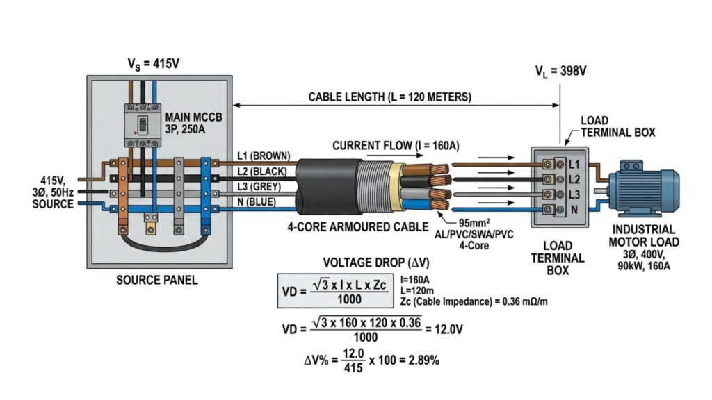 Cable Size for 415V Three-Phase Loads