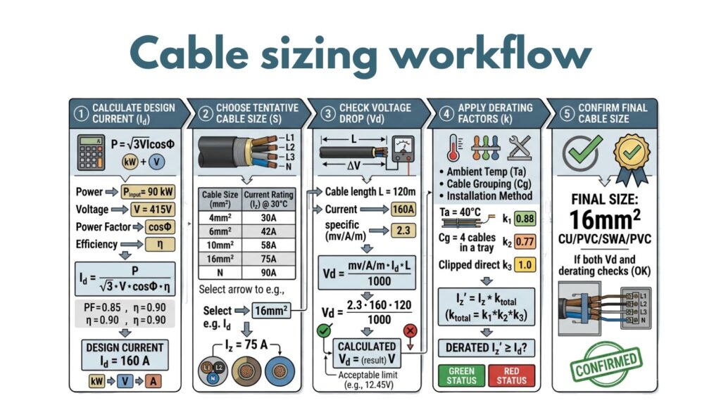 Cable Size for 415V Three-Phase Loads