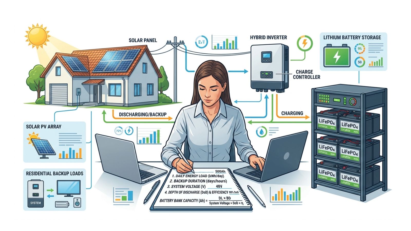 battery bank sizing for UPS and solar backup